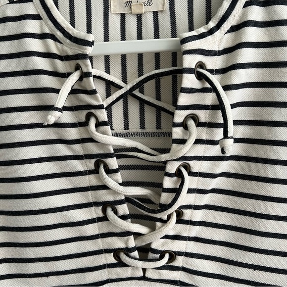 Madewell Striped Lace-Up Top Size X-Small - Picture 4 of 16